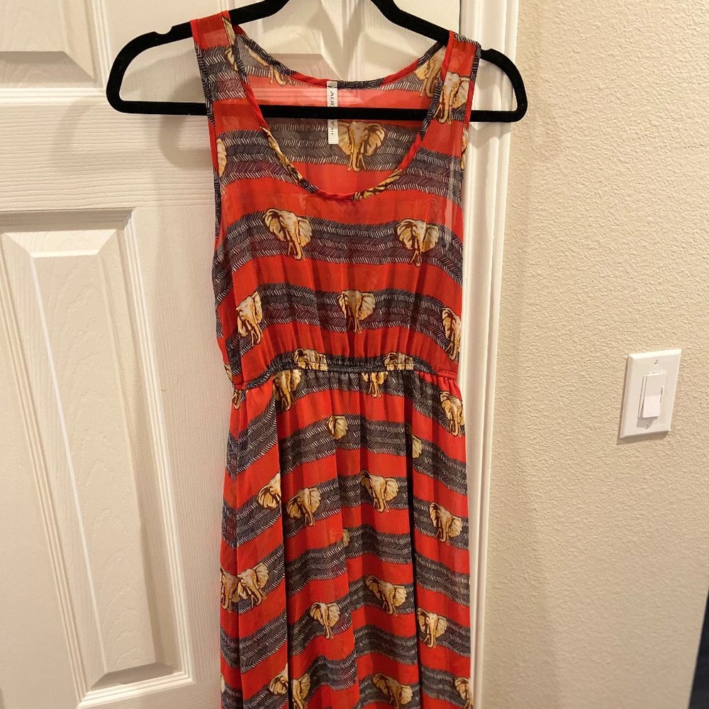 Elephant Print Midi Dress